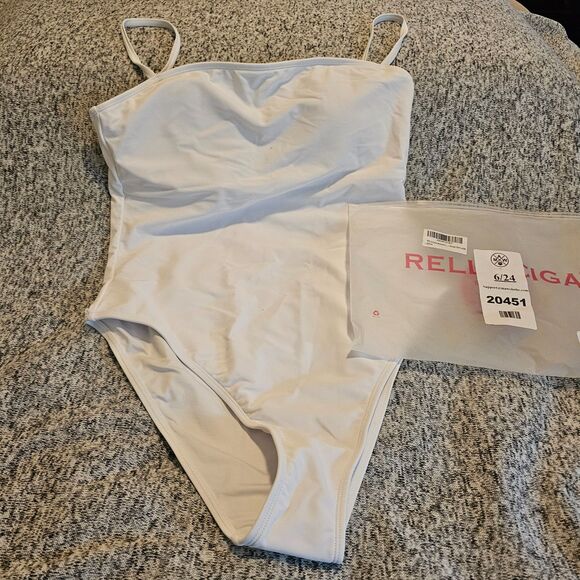 NWT RELLECIGA White One-Piece Swimsuit Large Adjustable Straps Full Coverage - Picture 6 of 10